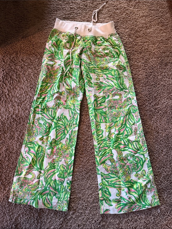 Lilly Pulitzer Pants - Lily Pulitzer Pink Elephant Linen Beach Pants  Size Small